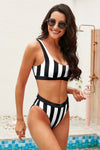 Striped Tank High Waist Bikini