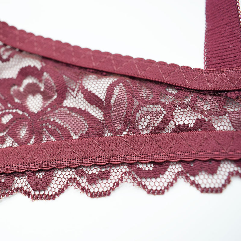 Adjustable Burgundy Lace Bra