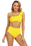 Ruffled Asymmetrical Neck Bikini Set